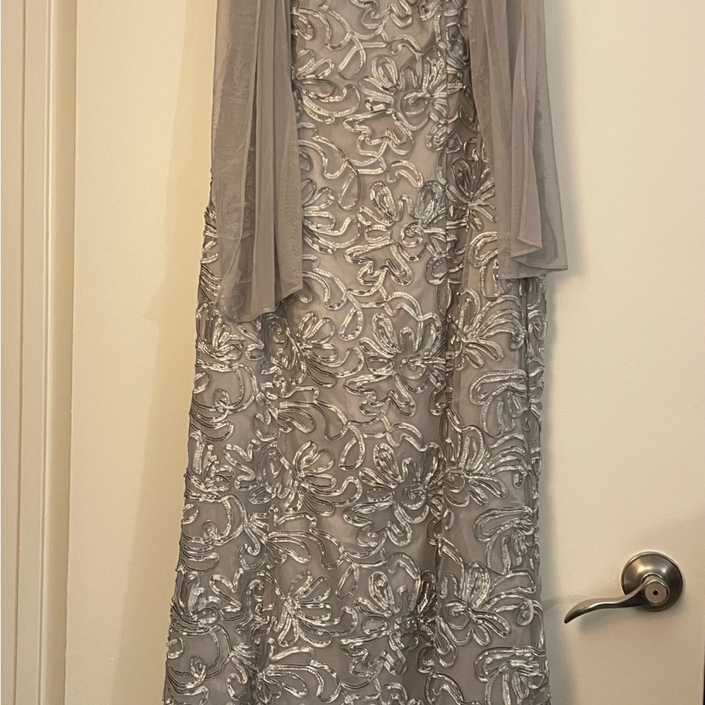 SL Fashions Silver Satin Dress